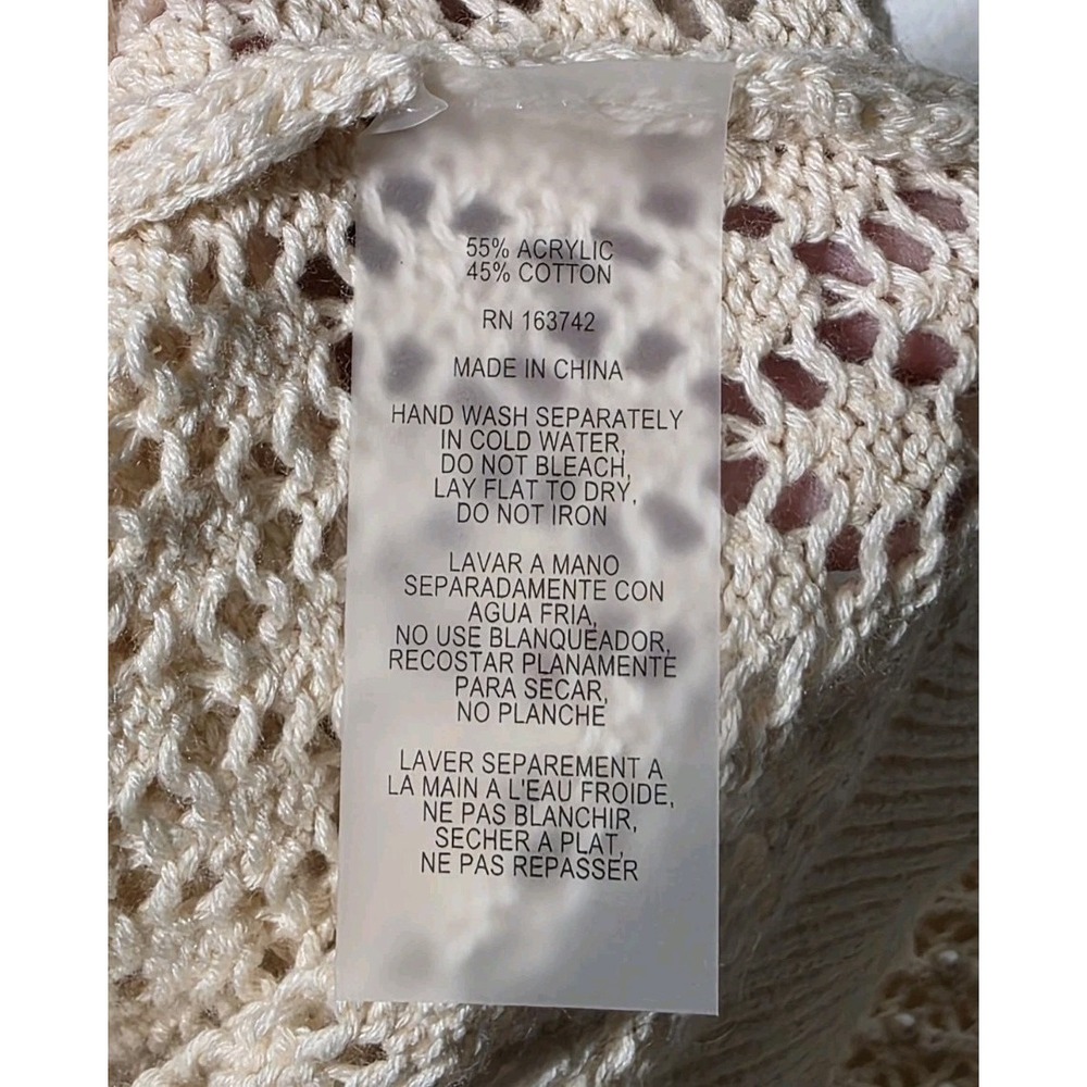 Sioni Womens‎ Size Large Peach Faux Pearl Beaded Sweater Cardigan Crochet - Picture 4 of 7